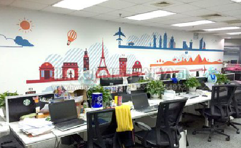 兴安教你设计办公室墙绘的方法。